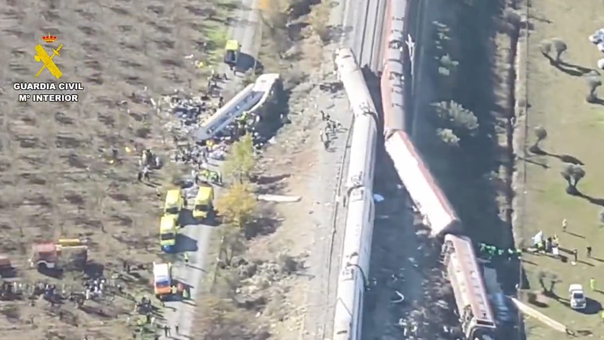 Aerial footage reveals scale of Toledo high-speed train crash