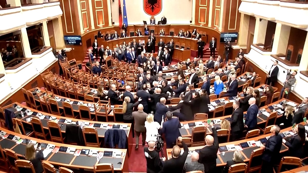 Albanian parliament descends into chaos as MPs clash over student protests