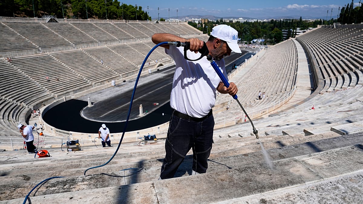 Athens' Panathenaic Stadium undergoes first deep clean in over a century