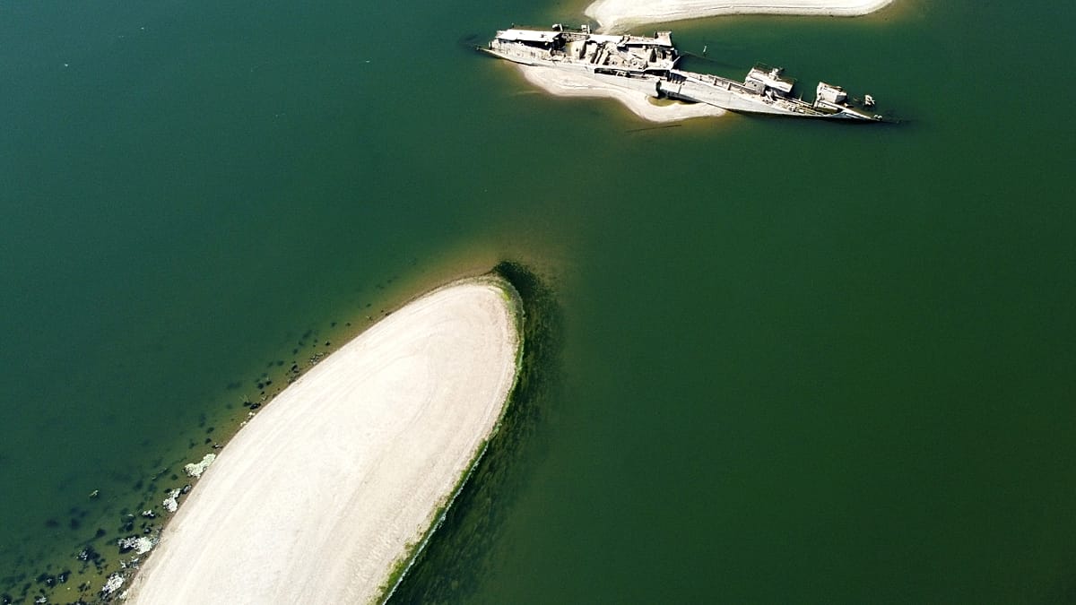 Balkan rivers hit record lows, stranding ships and exposing riverbeds
