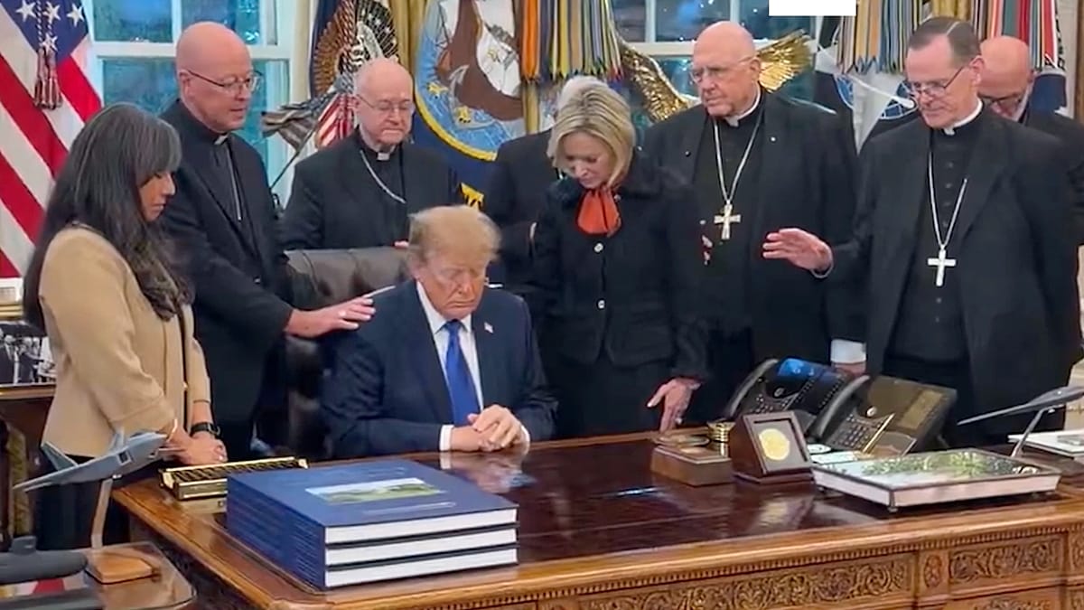 Catholic bishops gather in Oval Office to pray over Trump