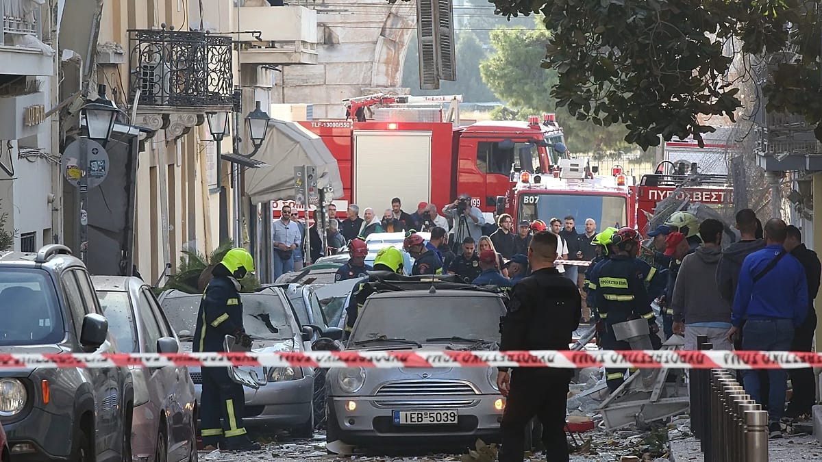 Central Athens building collapses after blast, two women rescued