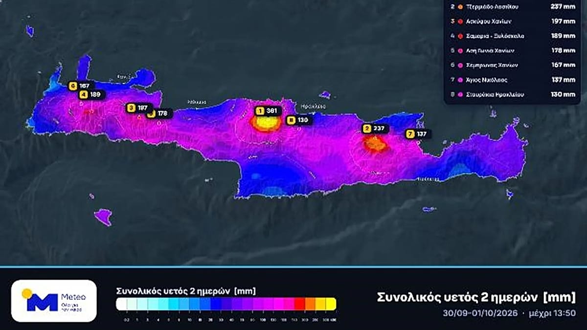 Crete Braces for Fresh Downpours as Mylopotamos Declared Emergency Zone