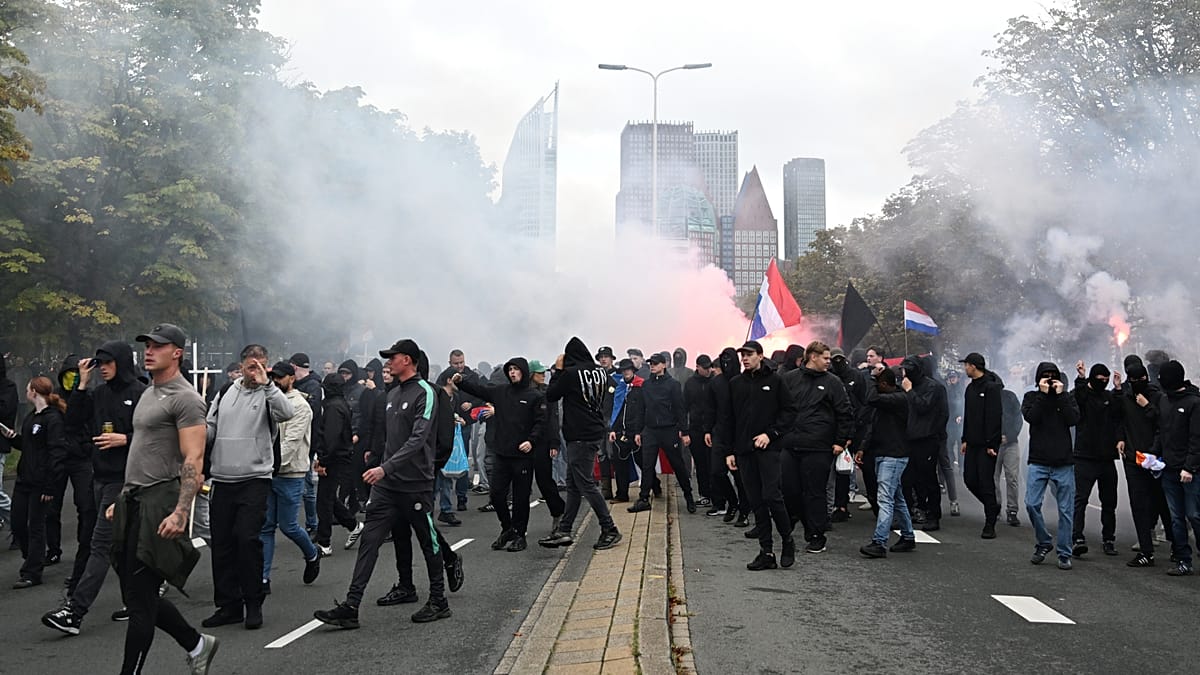 Dutch police use water cannons as far-right rally turns violent in The Hague