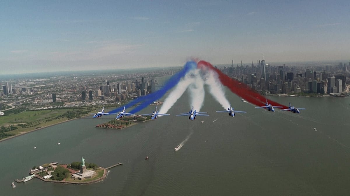 French Air Force Flyover in New York Kicks Off US Independence Bicentennial Celebrations