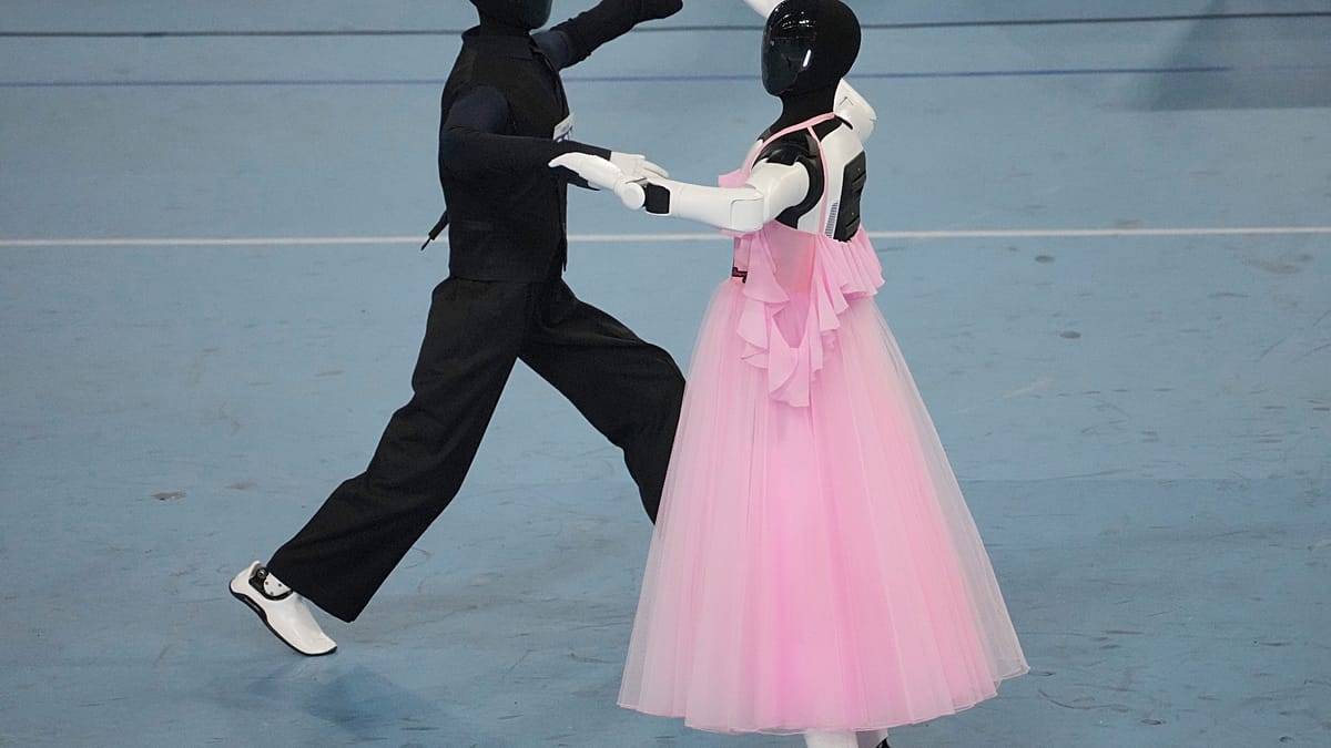 Humanoid robots perform alongside dancers at Shanghai skills contest