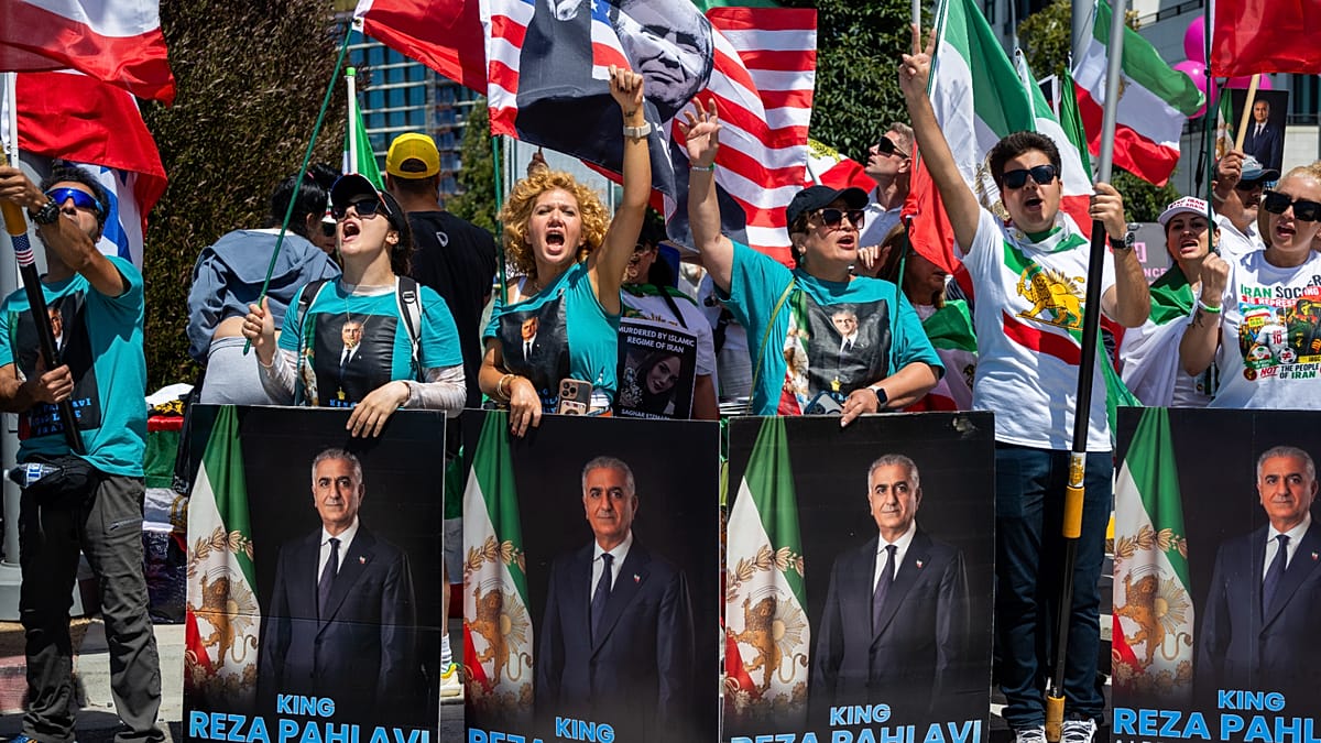 Iranian Diaspora Protests Outside World Cup Stadium in Los Angeles