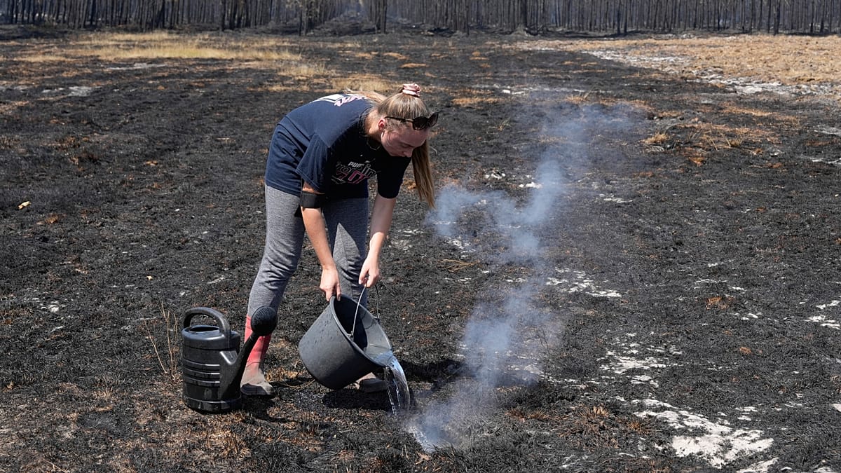 Le Porge residents battle to prevent wildfire reignition after 170 homes lost