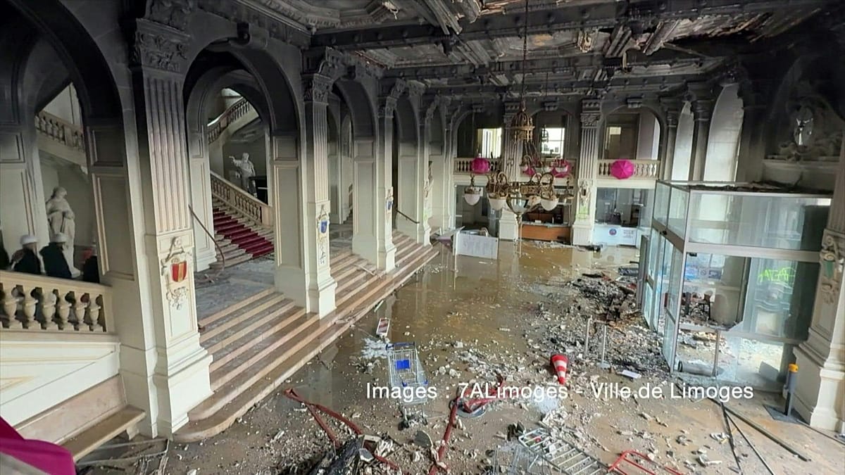Limoges Town Hall gutted by fire during riots