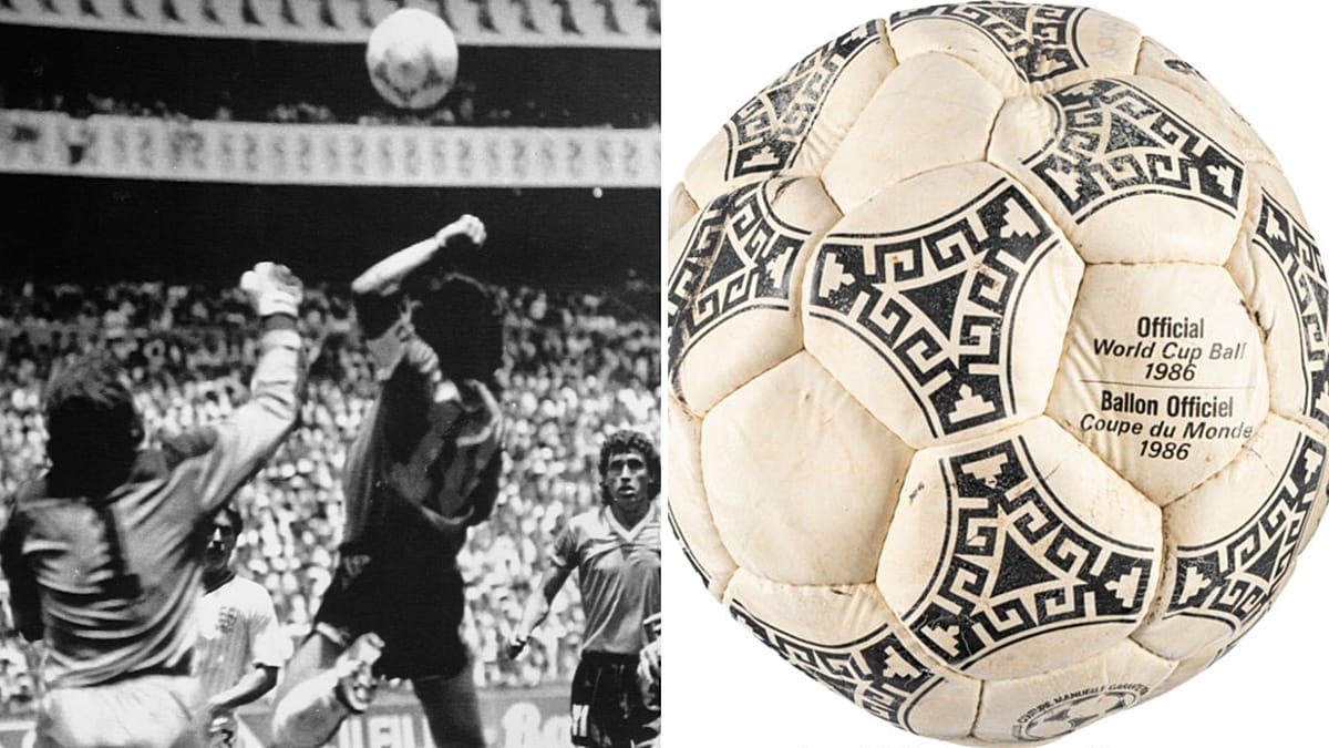 Maradona's 'Hand of God' ball fetches €2.9m, far below estimate
