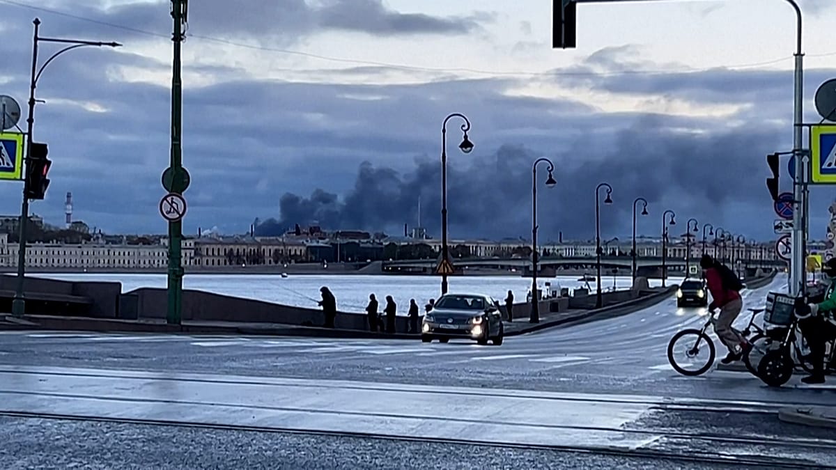 Massive drone strike ignites fires across St Petersburg