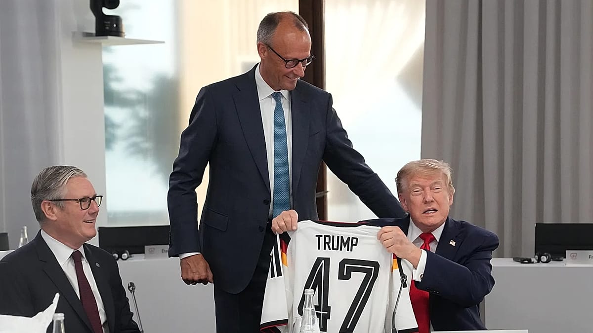 Merz Gifts Trump Personalized Football Jersey at G7 Summit in Évian