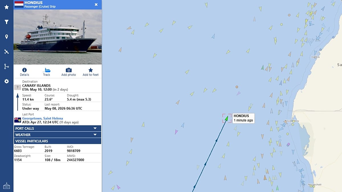 MV Hondius Nears Tenerife After Hantavirus Outbreak: Live Position Tracking