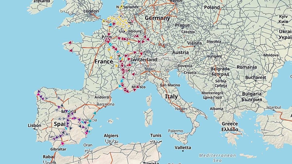 New live map tracks trains across France, Spain and Belgium