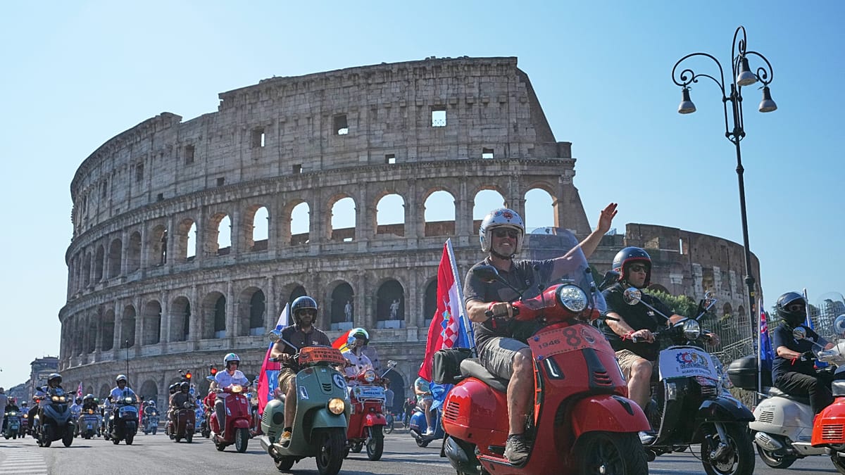 Rome Hosts 25,000 Riders for Vespa's 80th Anniversary Parade