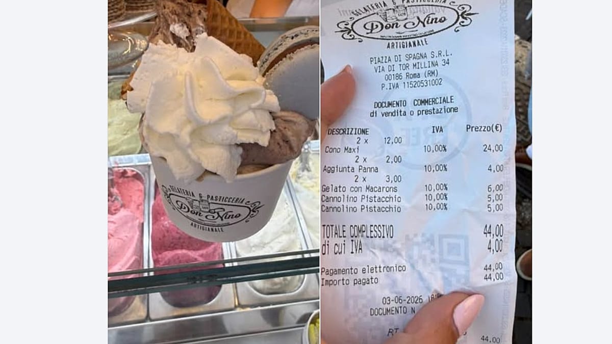 Rome Ice Cream Receipt Sparks Debate on Tourist Pricing