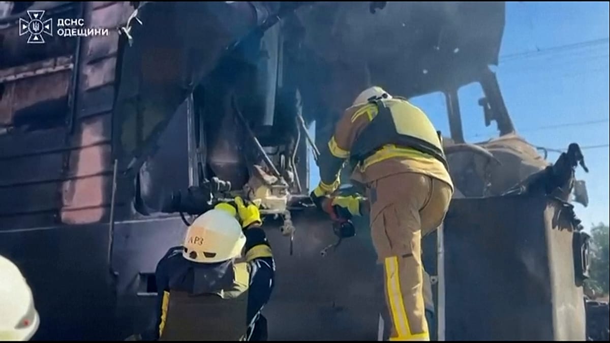 Russian drone strike on Odesa passenger train kills driver, injures dozens