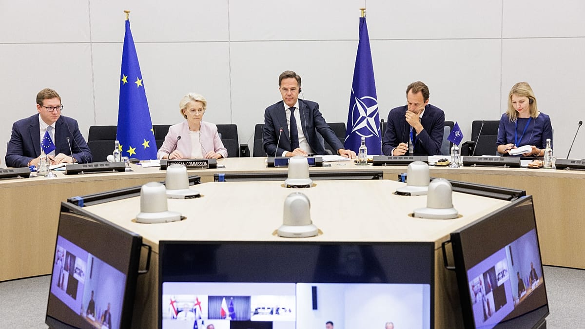 Von der Leyen vows EU response to Russian hybrid attacks ahead of NATO talks