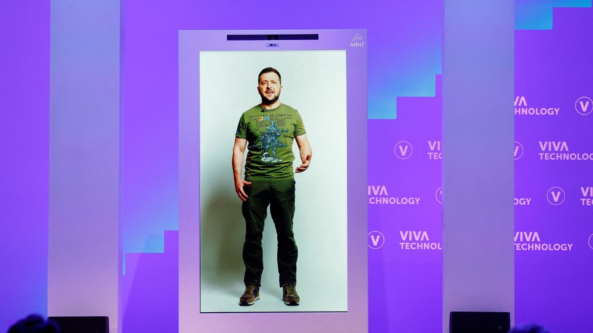 Zelenskyy hologram at VivaTech urges tech firms to aid Ukraine's digital rebuild